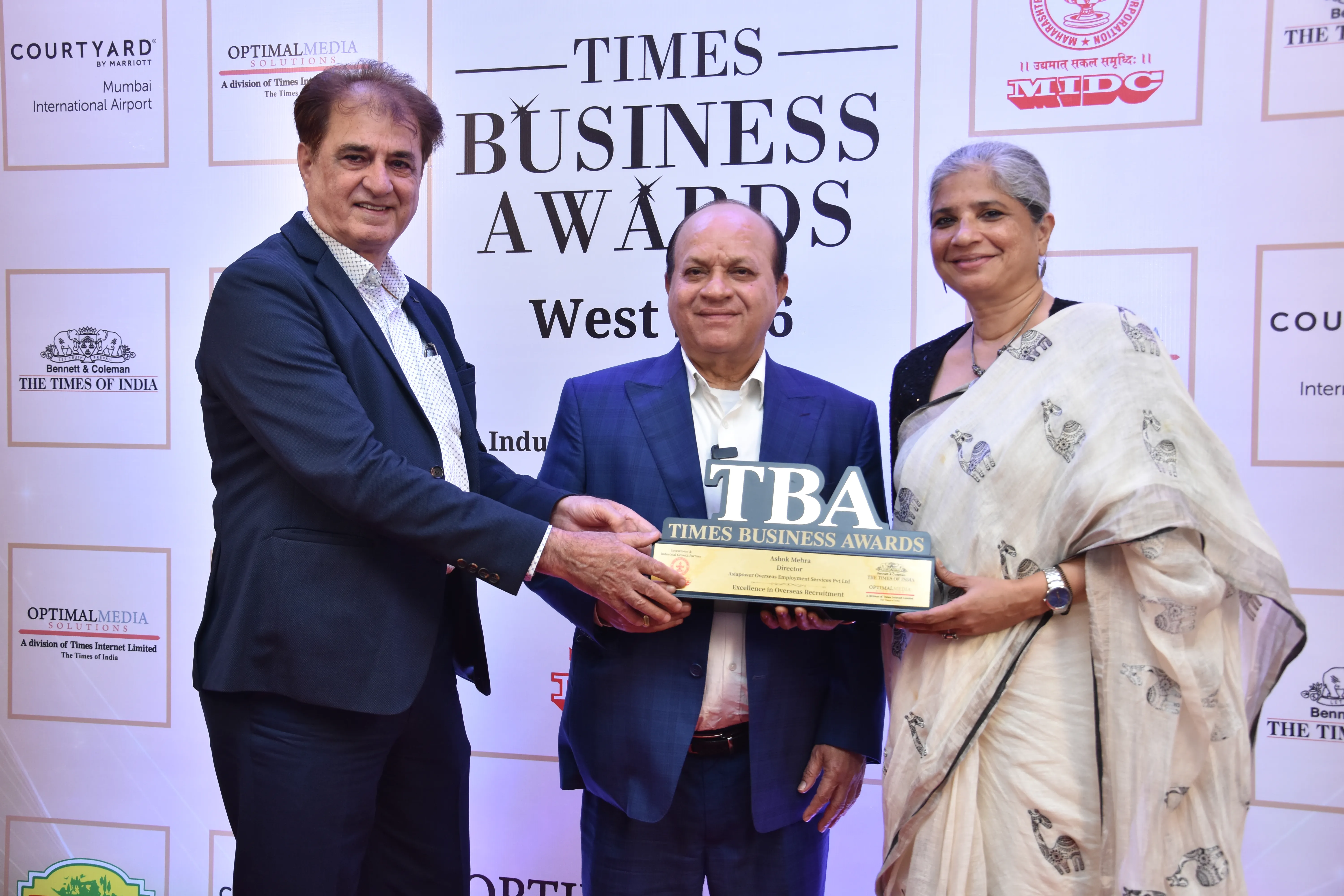 Times Business Award Certificate